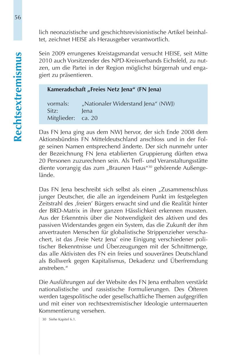 Seite 56 des Verfassungsschutzbericht 2011 Thüringen
