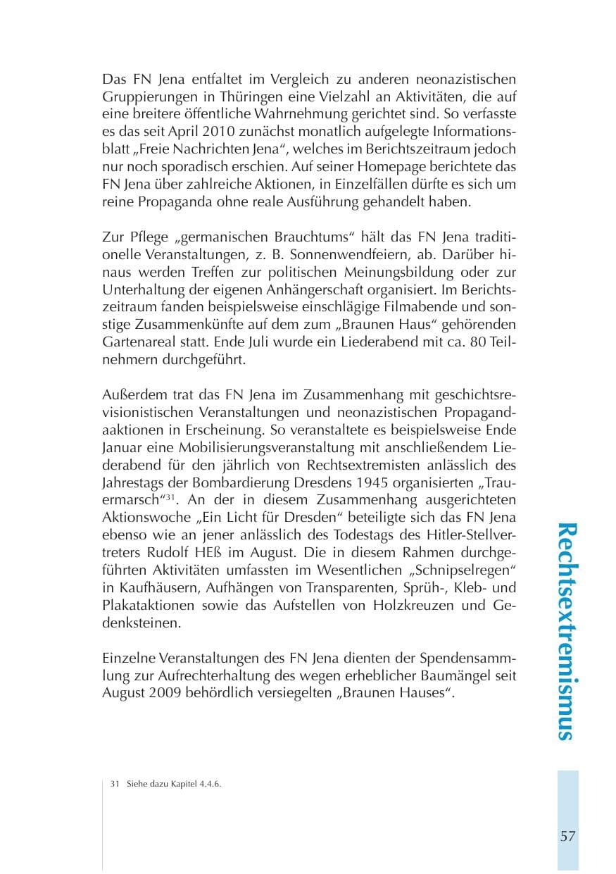Seite 57 des Verfassungsschutzbericht 2011 Thüringen