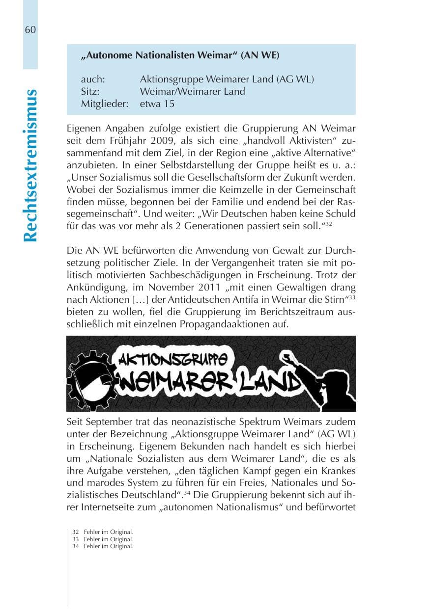 Seite 60 des Verfassungsschutzbericht 2011 Thüringen
