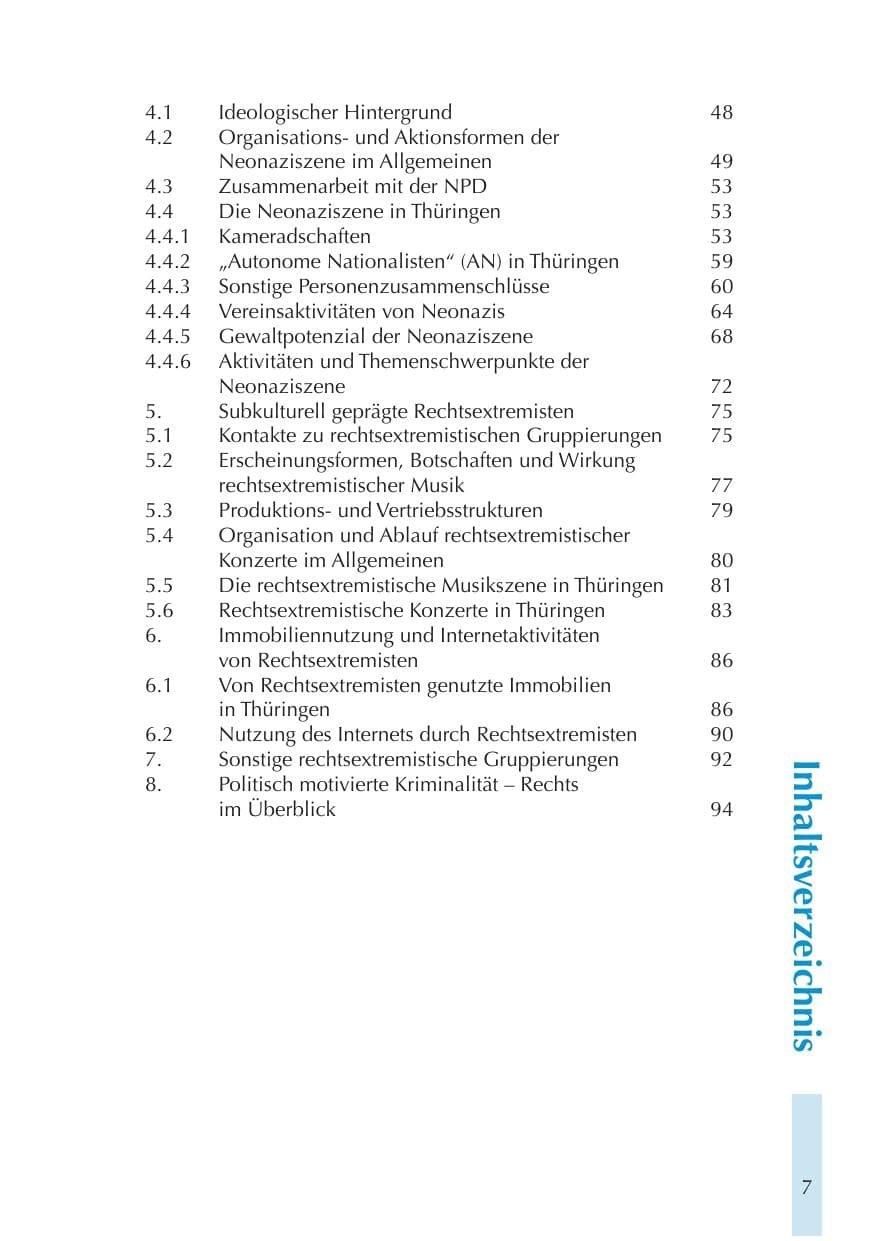Seite 7 des Verfassungsschutzbericht 2011 Thüringen