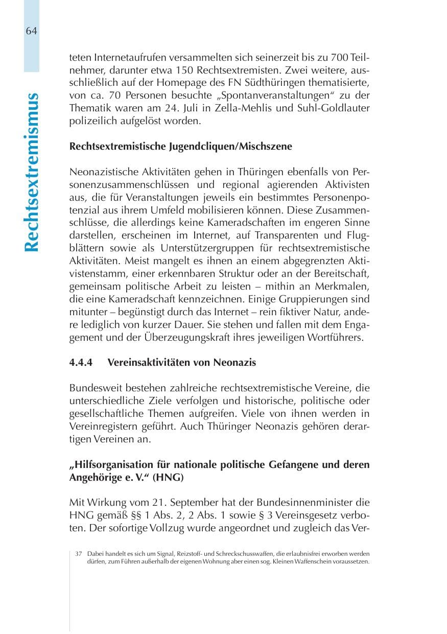 Seite 64 des Verfassungsschutzbericht 2011 Thüringen