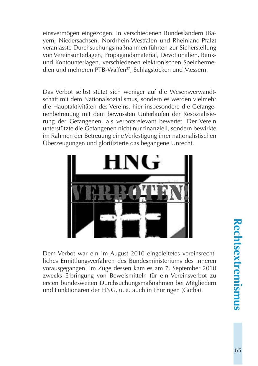 Seite 65 des Verfassungsschutzbericht 2011 Thüringen