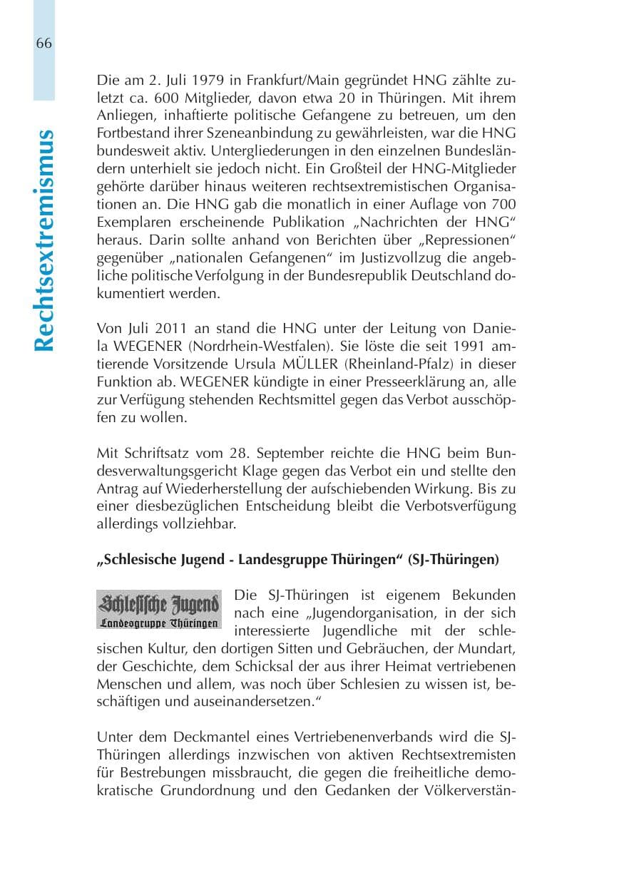 Seite 66 des Verfassungsschutzbericht 2011 Thüringen