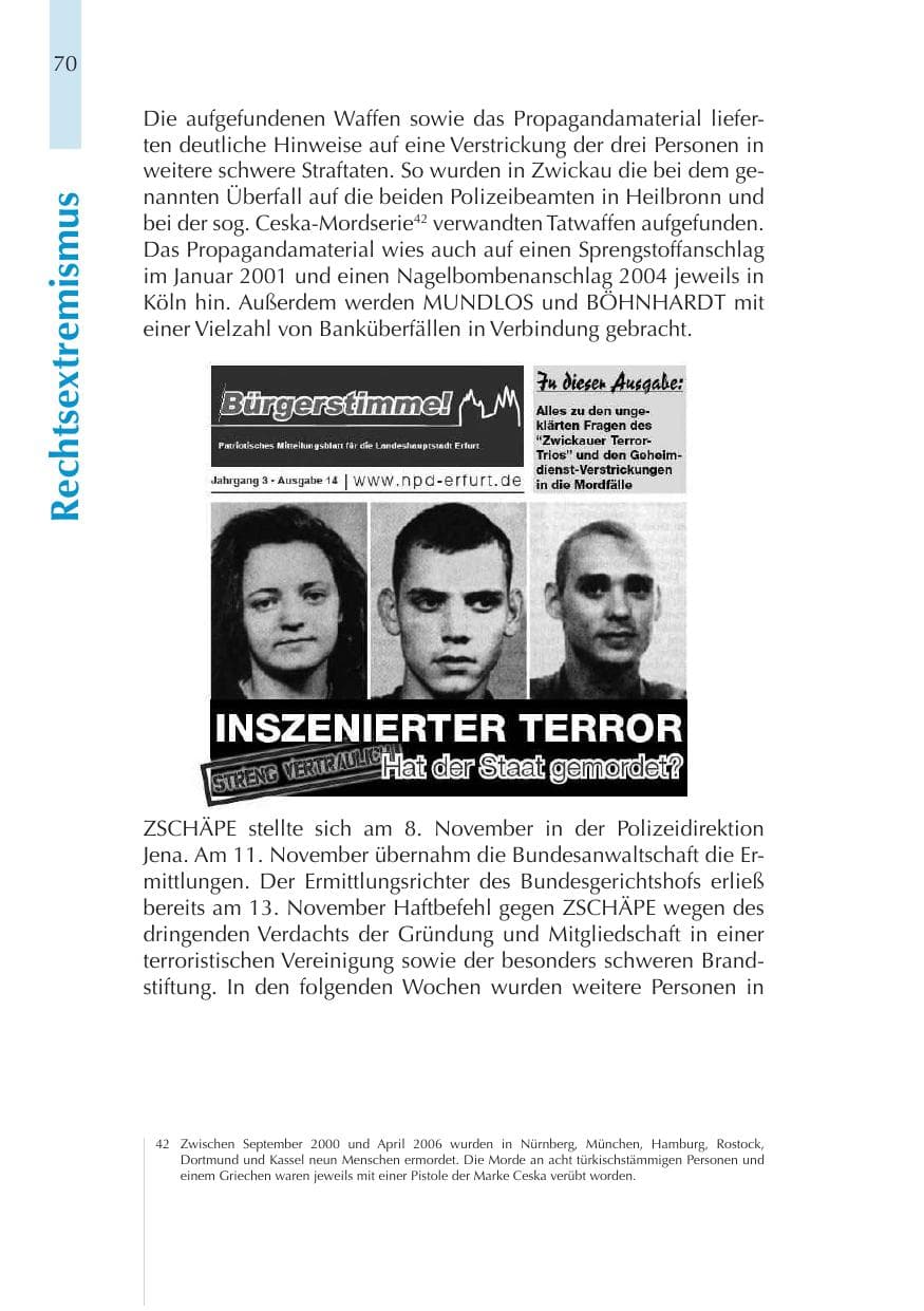 Seite 70 des Verfassungsschutzbericht 2011 Thüringen