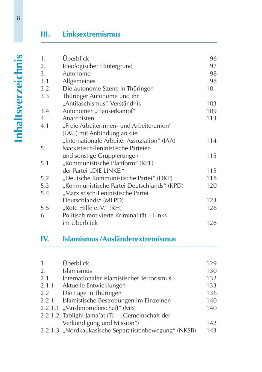 Seite 8 des Verfassungsschutzbericht 2011 Thüringen