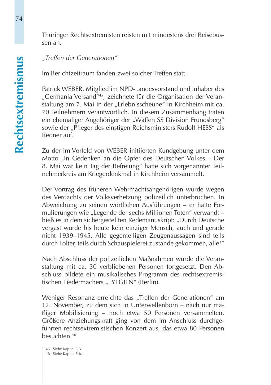 Seite 74 des Verfassungsschutzbericht 2011 Thüringen