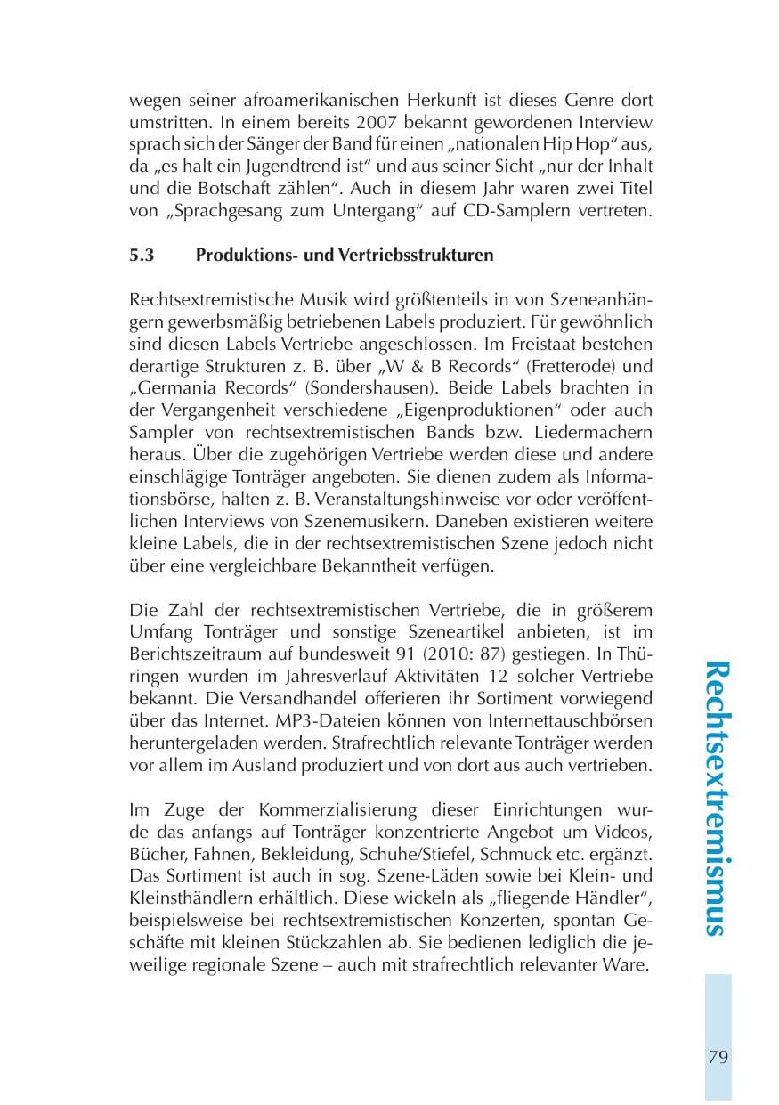 Seite 79 des Verfassungsschutzbericht 2011 Thüringen