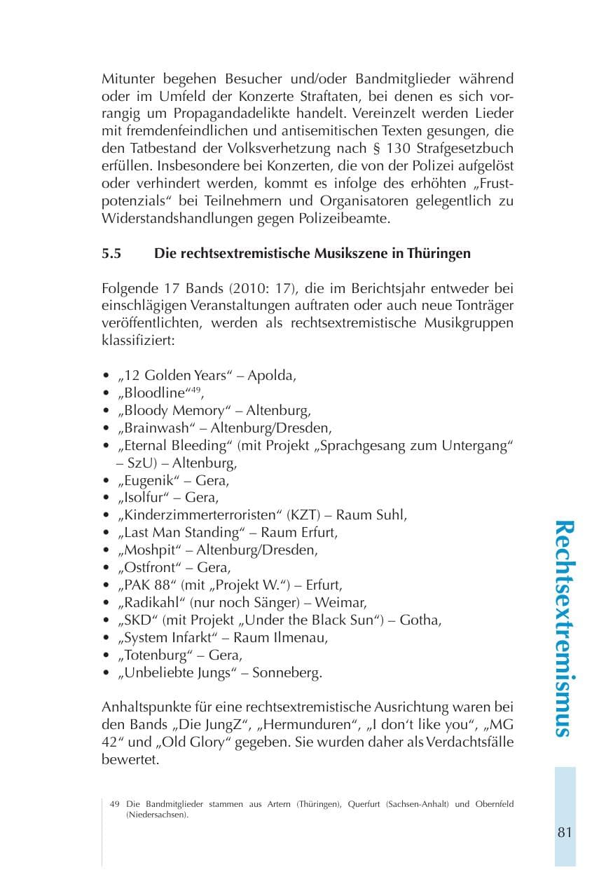 Seite 81 des Verfassungsschutzbericht 2011 Thüringen