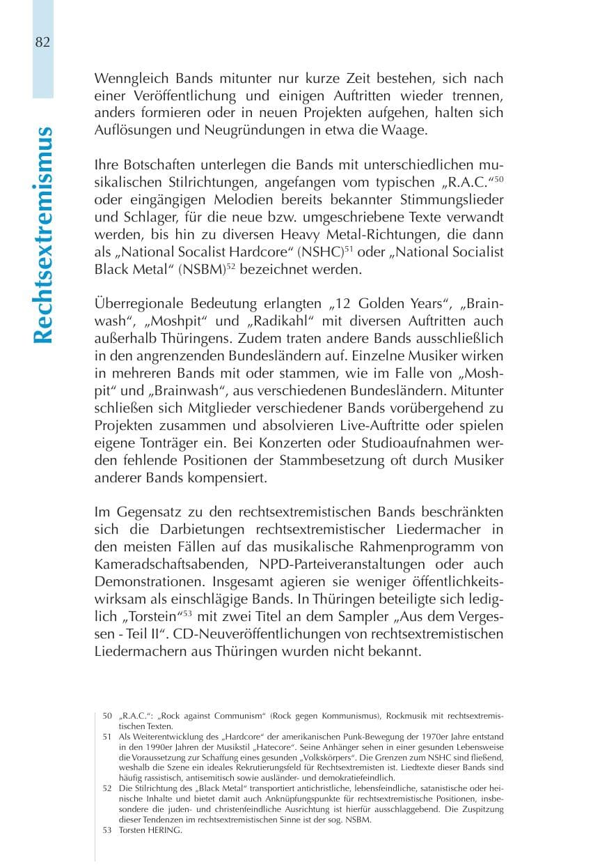 Seite 82 des Verfassungsschutzbericht 2011 Thüringen