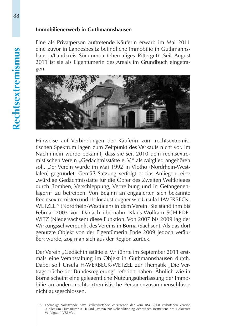 Seite 88 des Verfassungsschutzbericht 2011 Thüringen