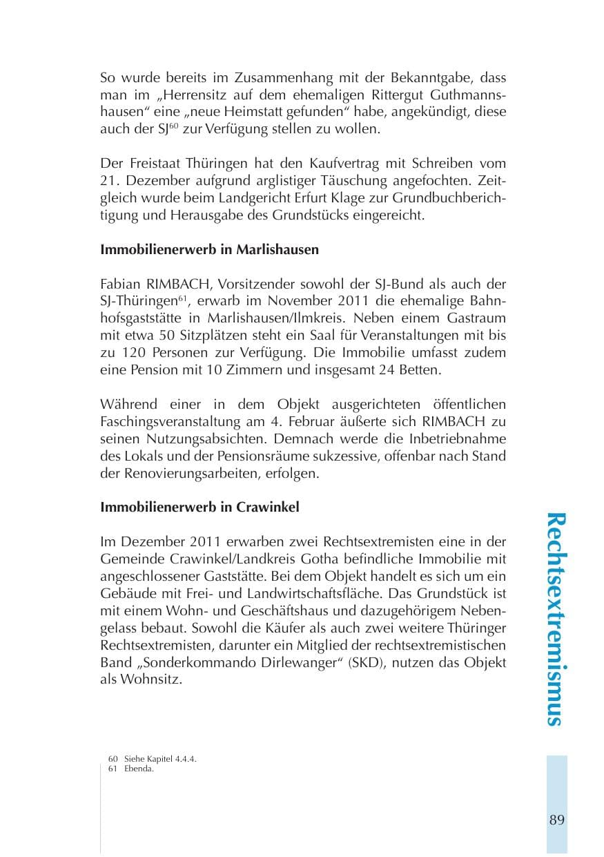 Seite 89 des Verfassungsschutzbericht 2011 Thüringen