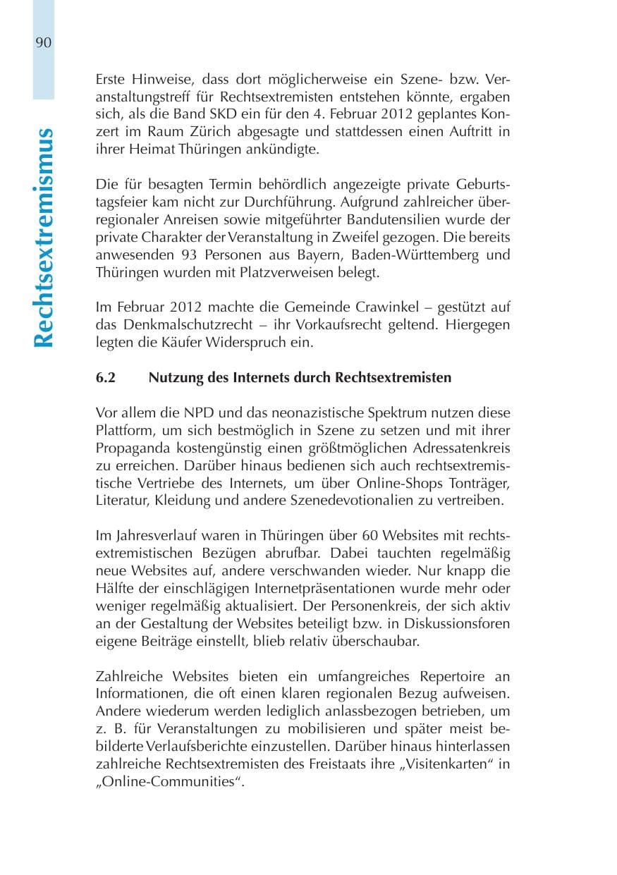 Seite 90 des Verfassungsschutzbericht 2011 Thüringen