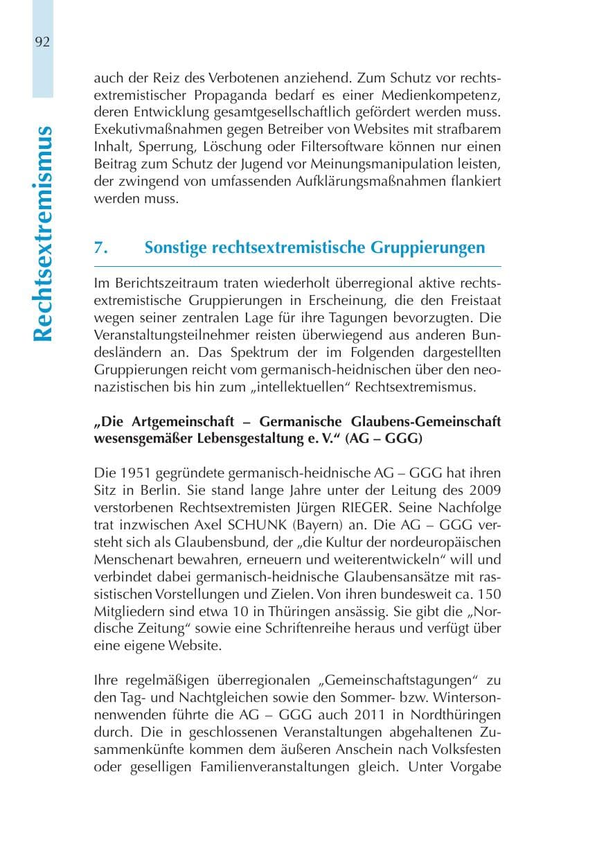 Seite 92 des Verfassungsschutzbericht 2011 Thüringen