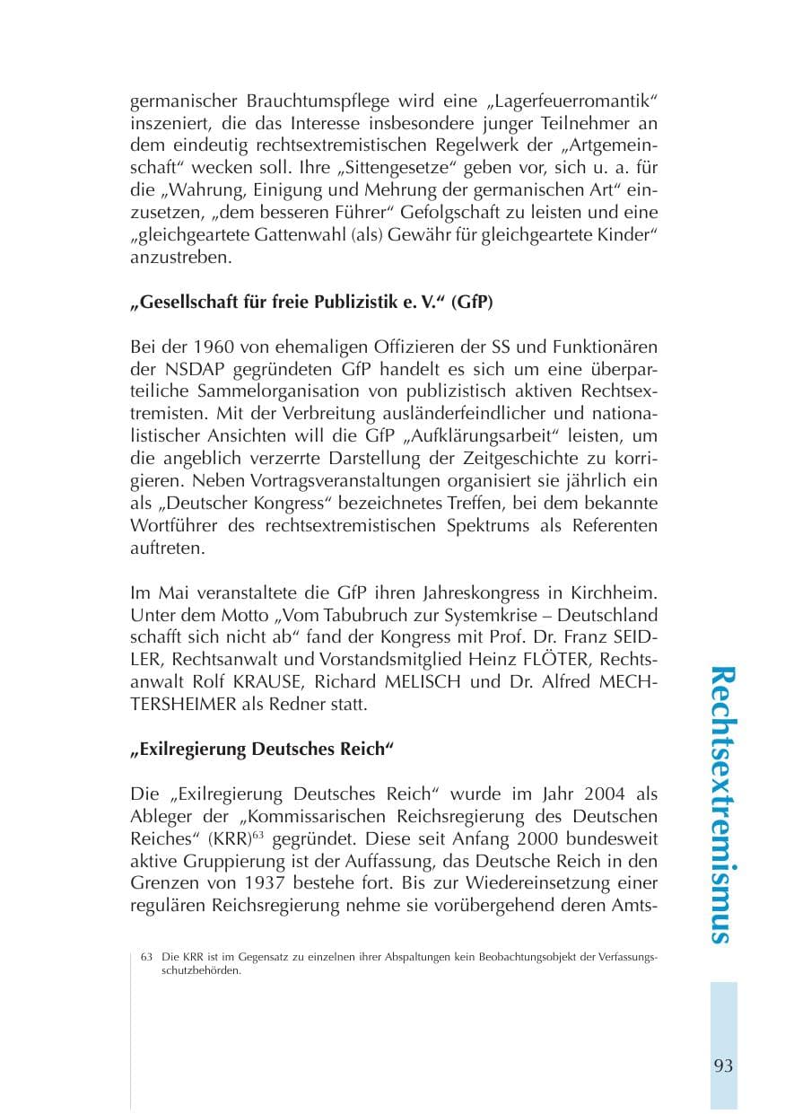 Seite 93 des Verfassungsschutzbericht 2011 Thüringen
