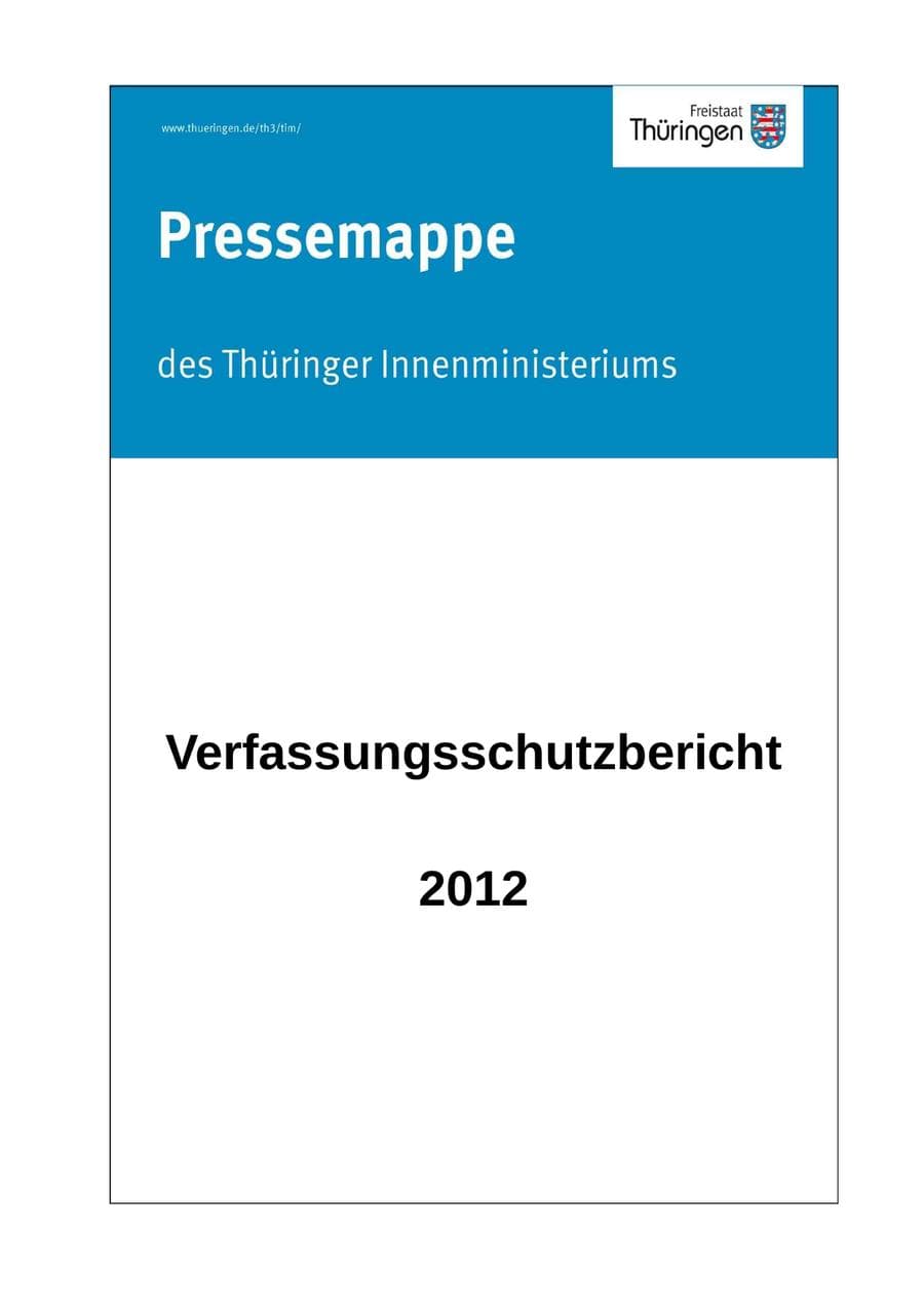 Seite 1 des Verfassungsschutzbericht 2012 Thüringen