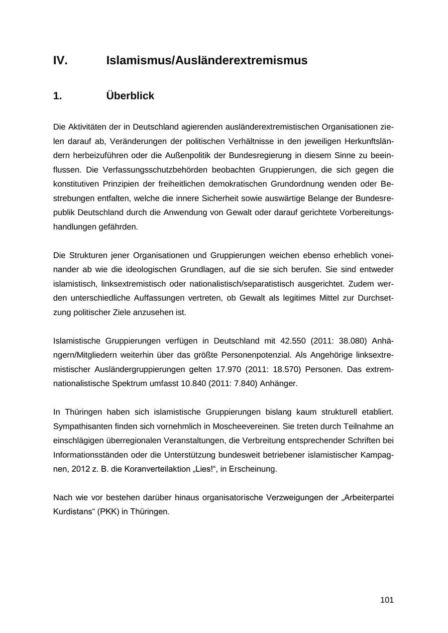 Seite 101 des Verfassungsschutzbericht 2012 Thüringen