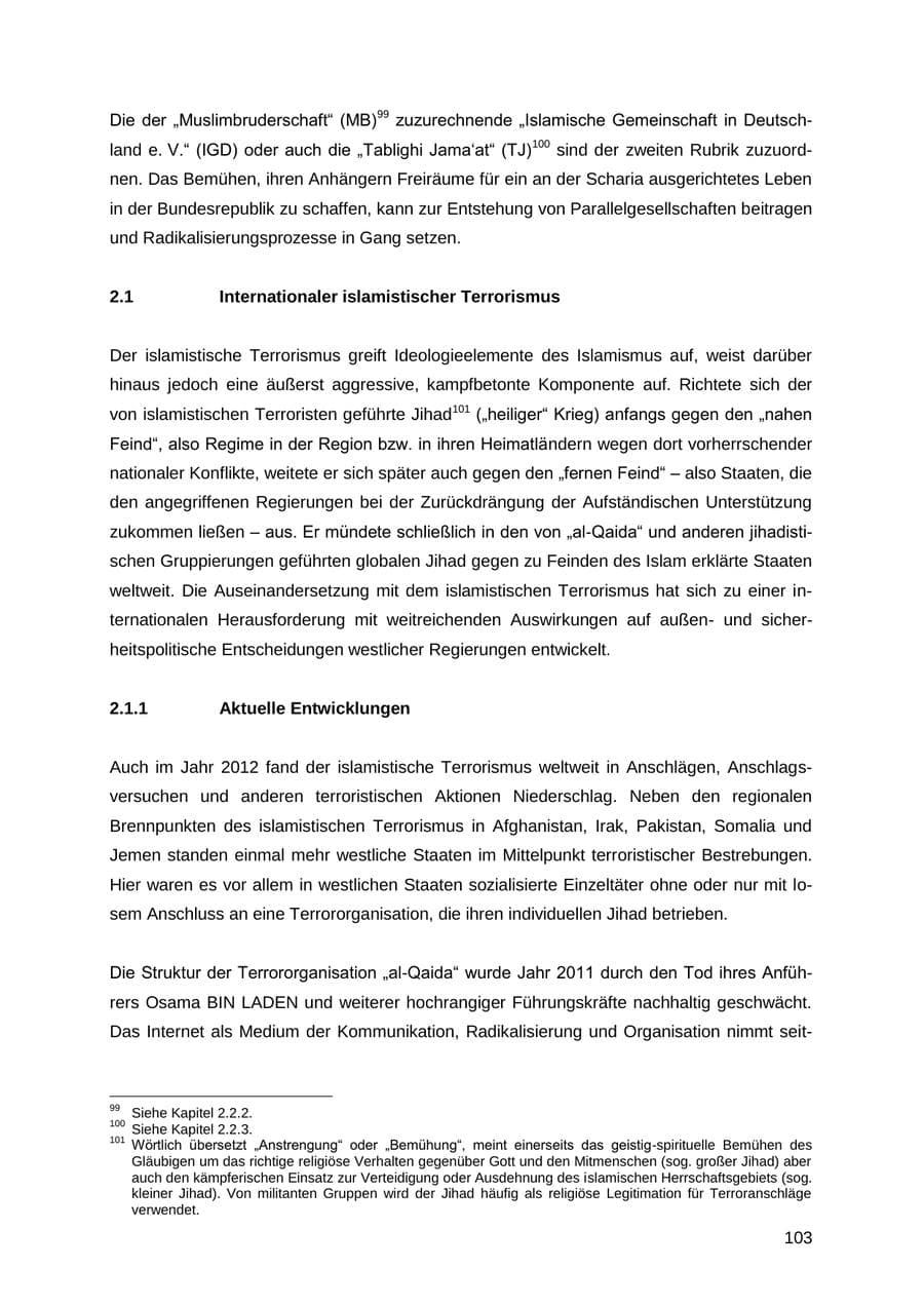 Seite 103 des Verfassungsschutzbericht 2012 Thüringen