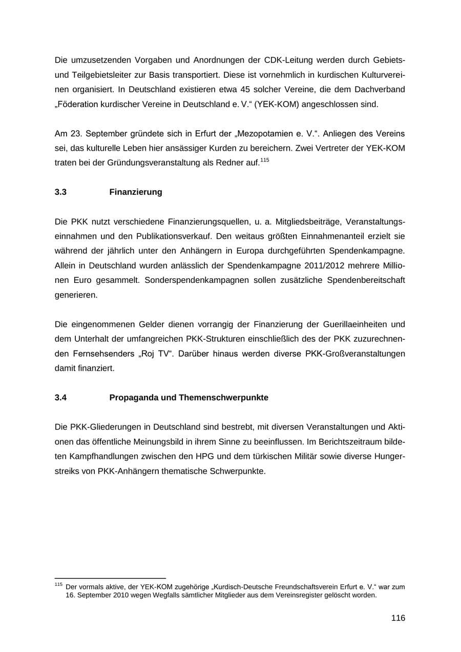 Seite 116 des Verfassungsschutzbericht 2012 Thüringen