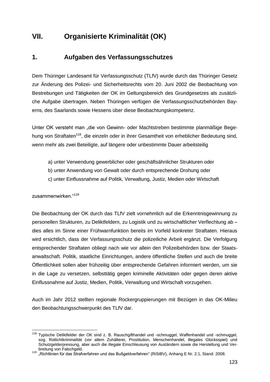 Seite 123 des Verfassungsschutzbericht 2012 Thüringen