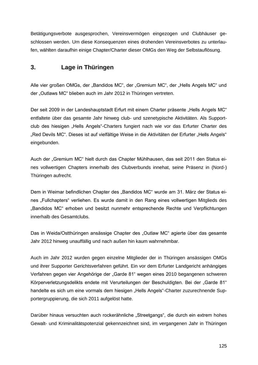 Seite 125 des Verfassungsschutzbericht 2012 Thüringen