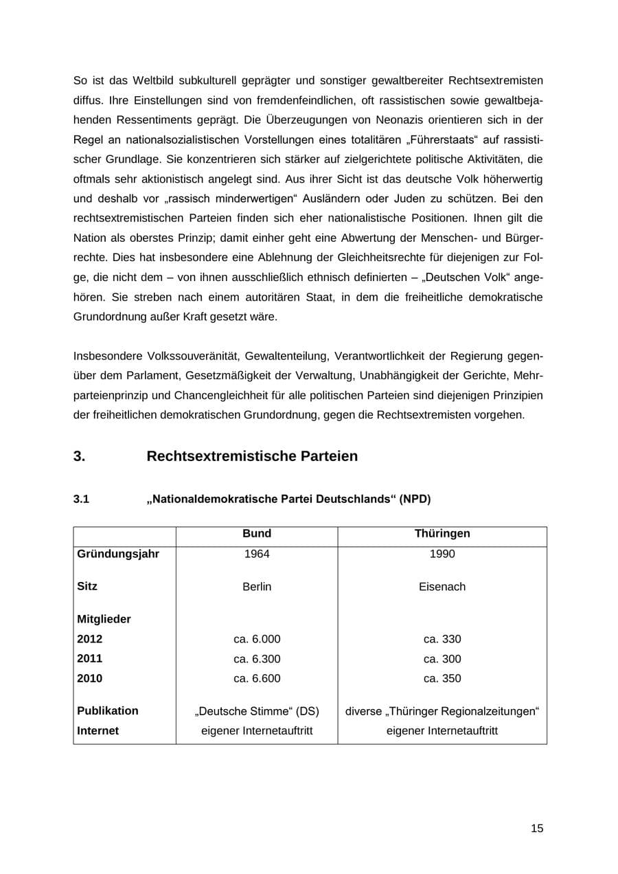 Seite 15 des Verfassungsschutzbericht 2012 Thüringen