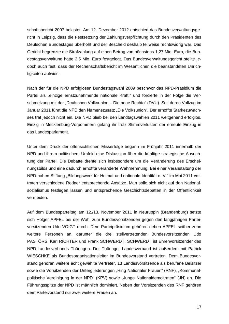 Seite 17 des Verfassungsschutzbericht 2012 Thüringen
