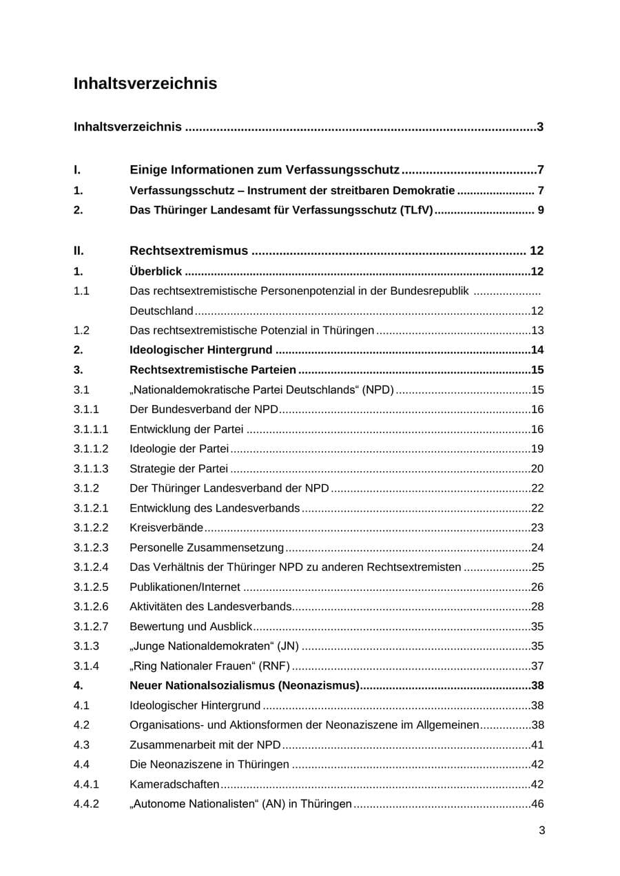 Seite 3 des Verfassungsschutzbericht 2012 Thüringen