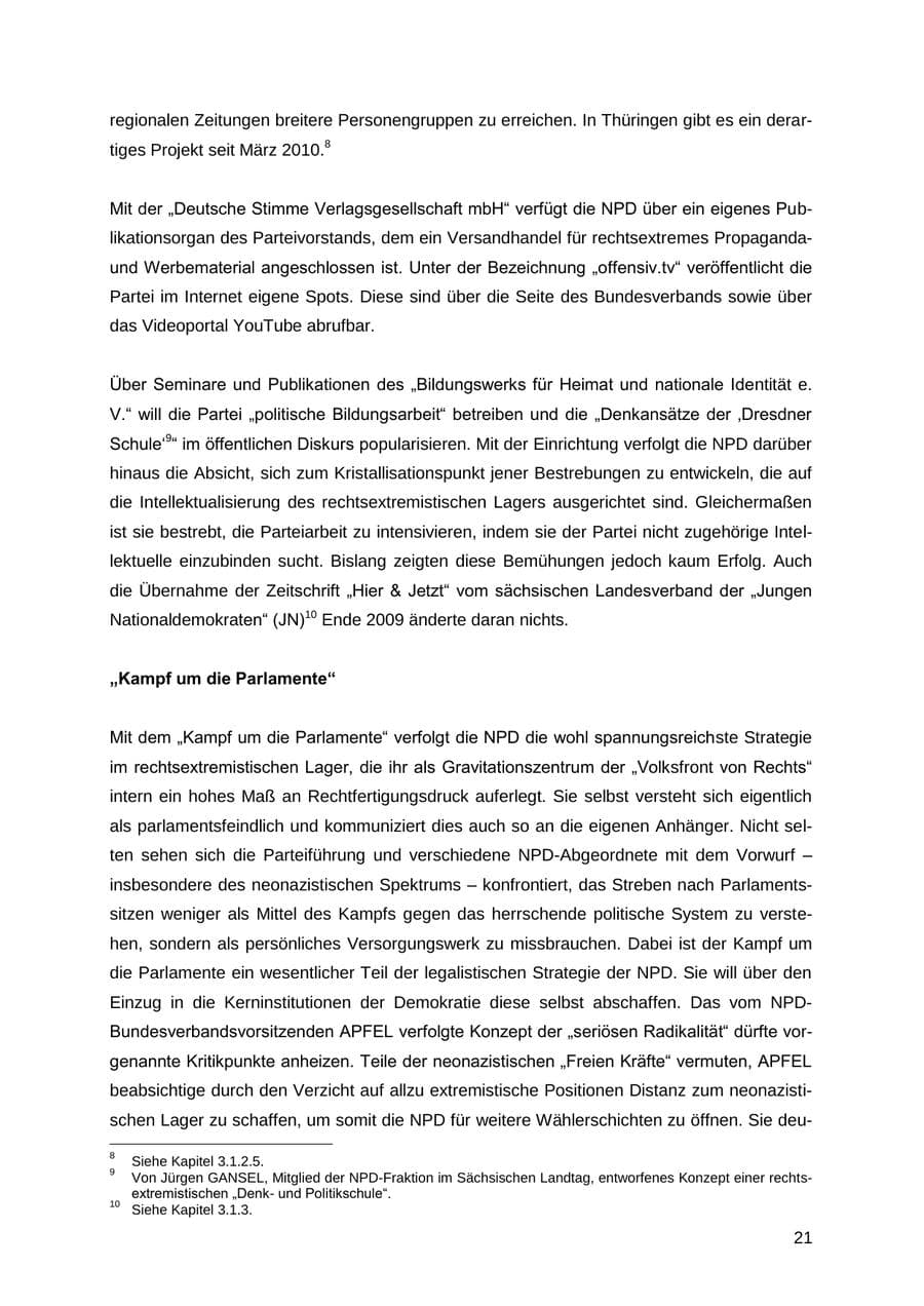 Seite 21 des Verfassungsschutzbericht 2012 Thüringen