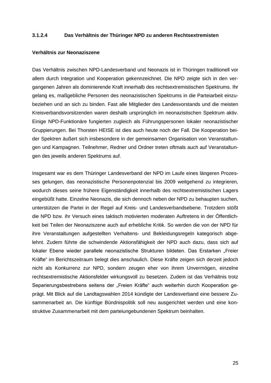 Seite 25 des Verfassungsschutzbericht 2012 Thüringen
