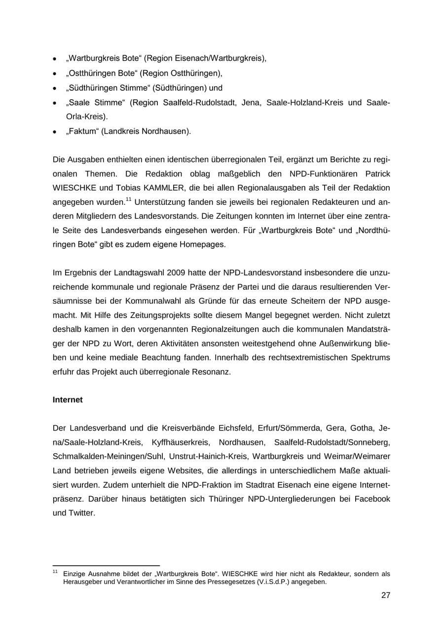 Seite 27 des Verfassungsschutzbericht 2012 Thüringen