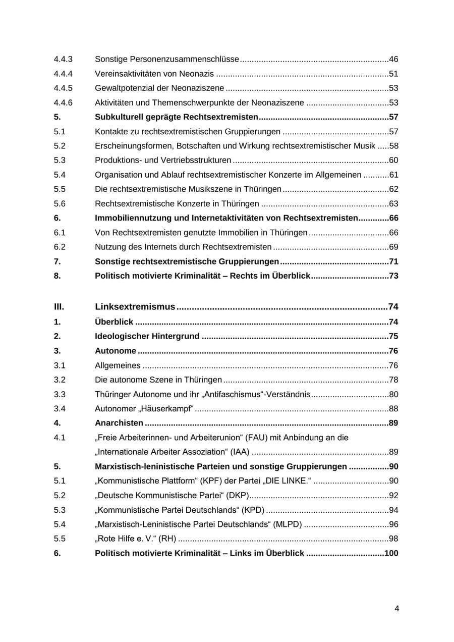 Seite 4 des Verfassungsschutzbericht 2012 Thüringen