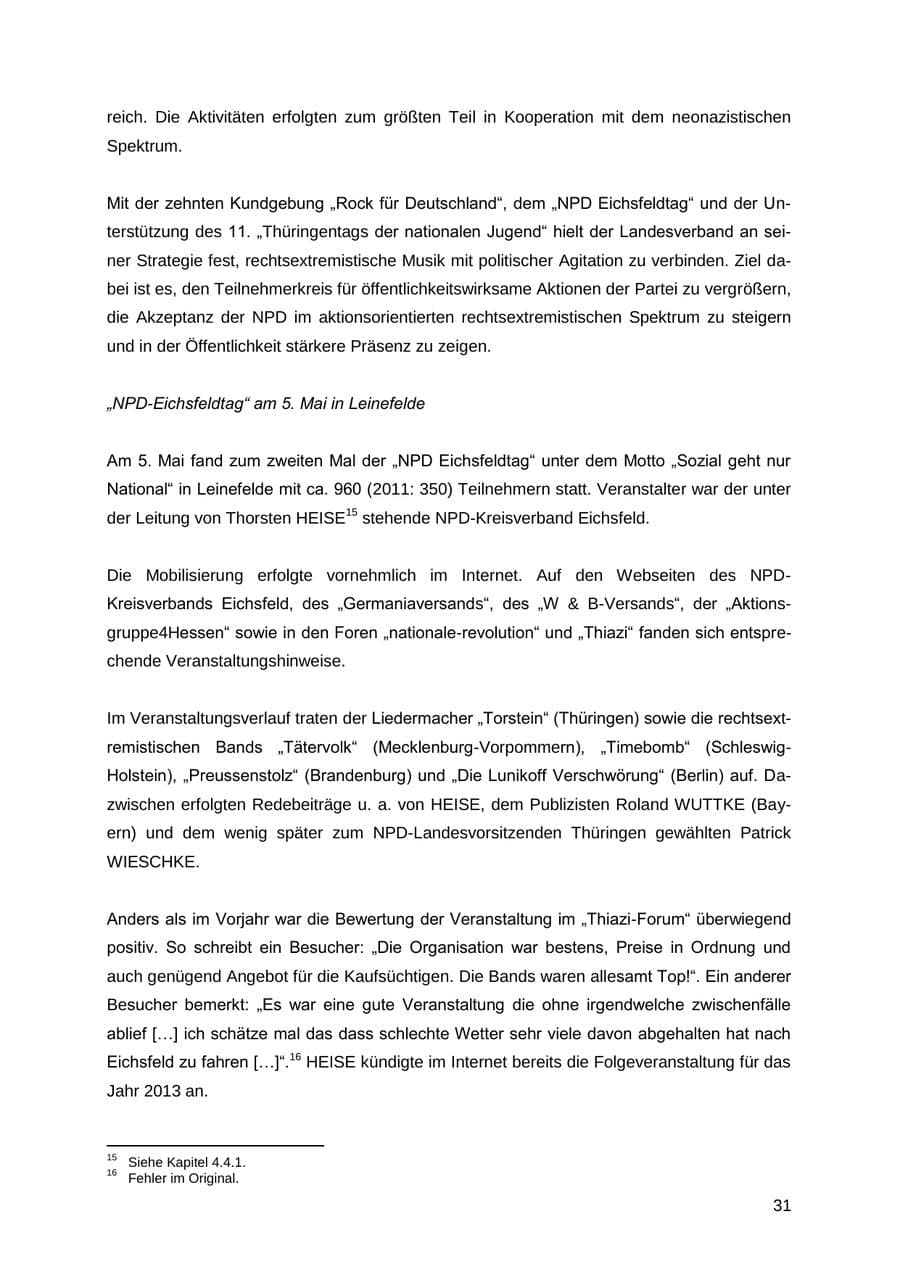 Seite 31 des Verfassungsschutzbericht 2012 Thüringen