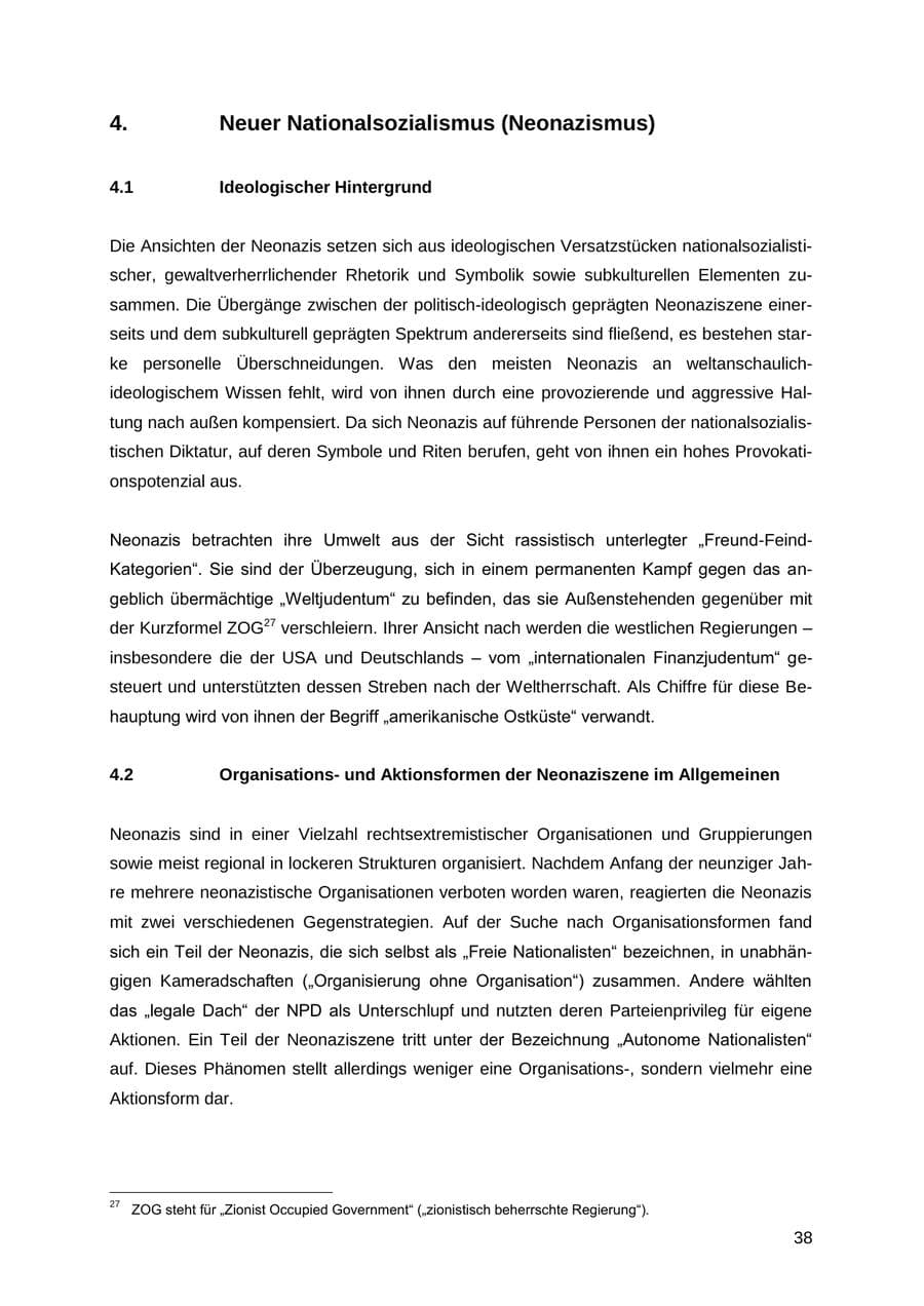 Seite 38 des Verfassungsschutzbericht 2012 Thüringen