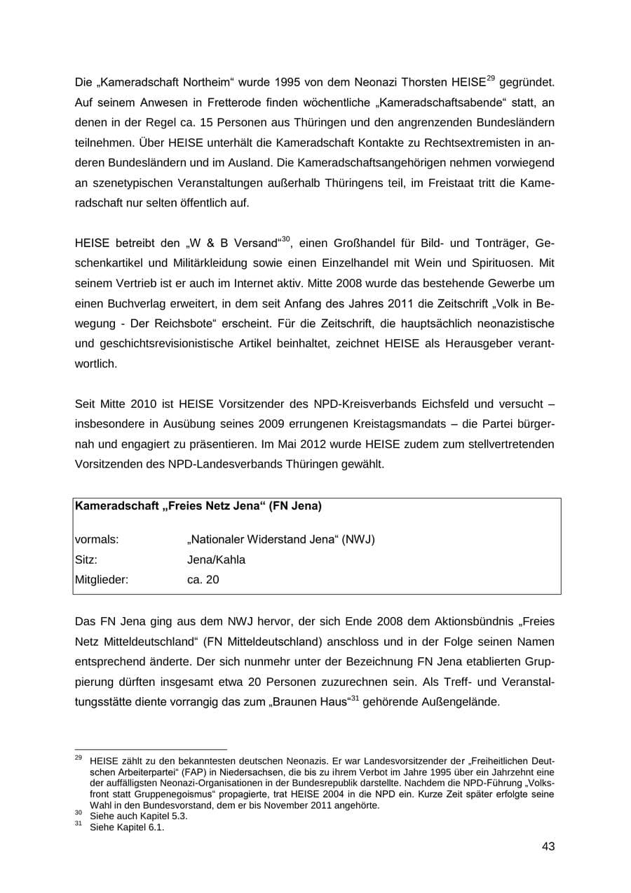 Seite 43 des Verfassungsschutzbericht 2012 Thüringen