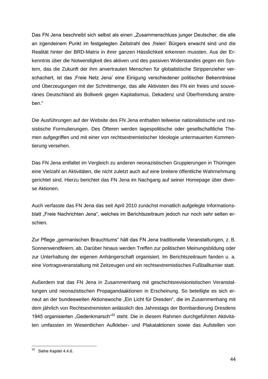 Seite 44 des Verfassungsschutzbericht 2012 Thüringen