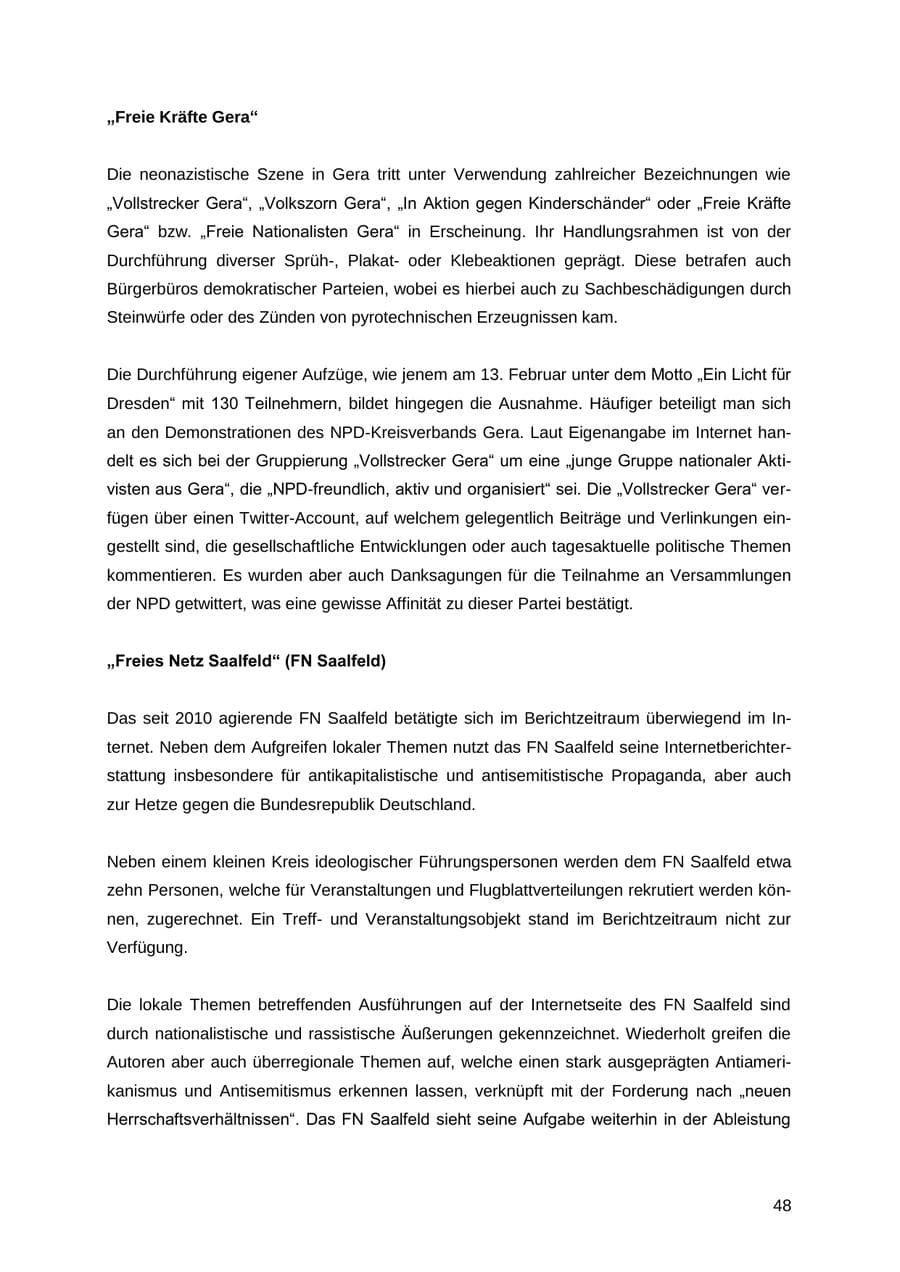 Seite 48 des Verfassungsschutzbericht 2012 Thüringen