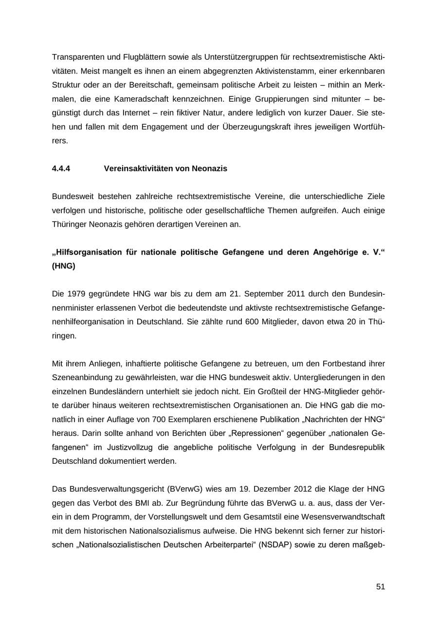 Seite 51 des Verfassungsschutzbericht 2012 Thüringen