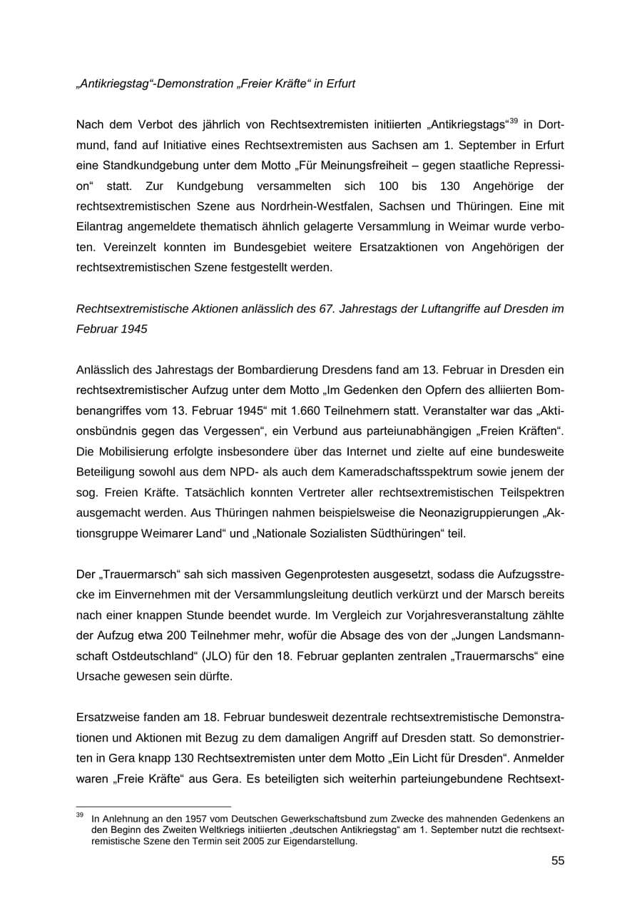 Seite 55 des Verfassungsschutzbericht 2012 Thüringen