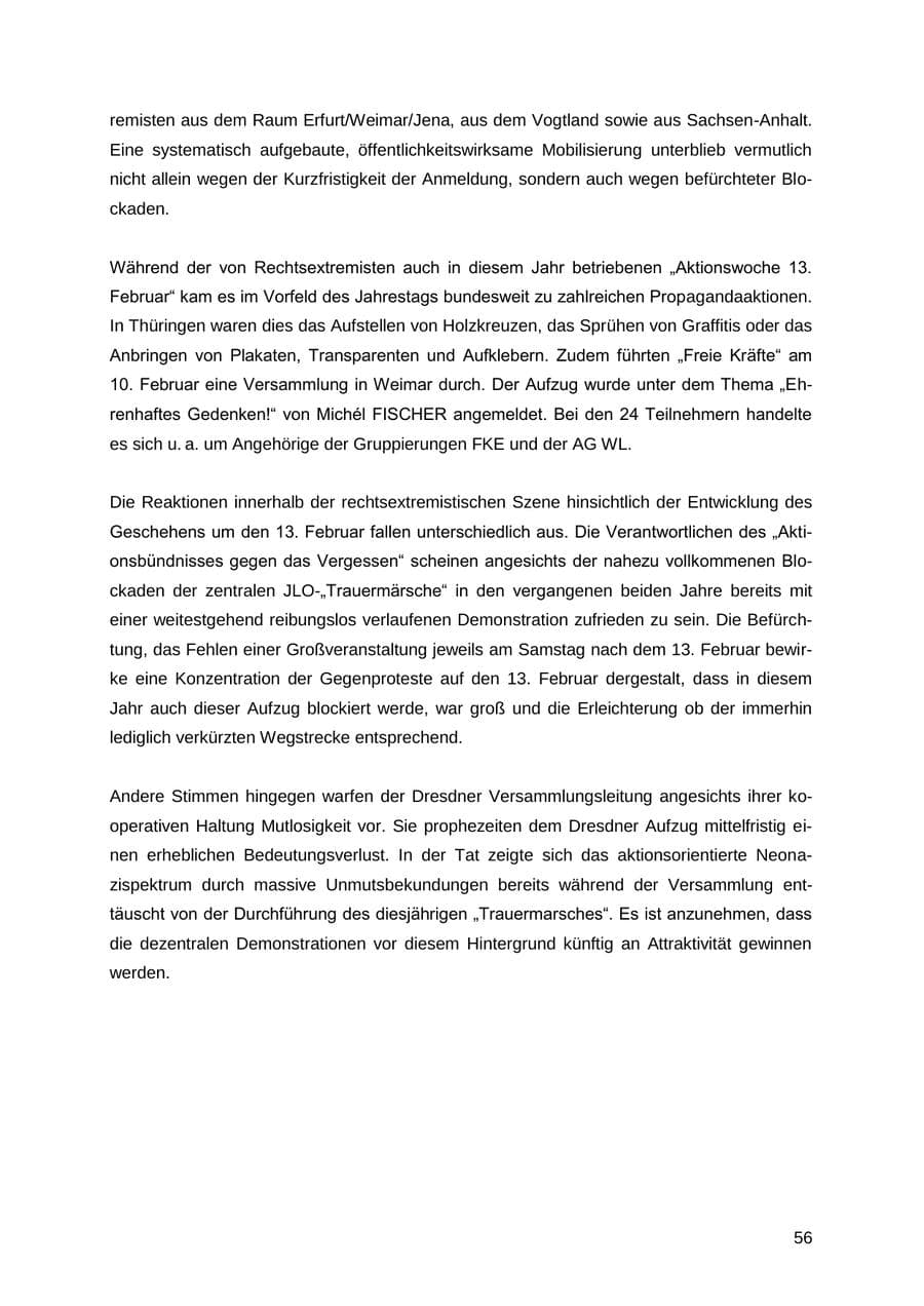 Seite 56 des Verfassungsschutzbericht 2012 Thüringen