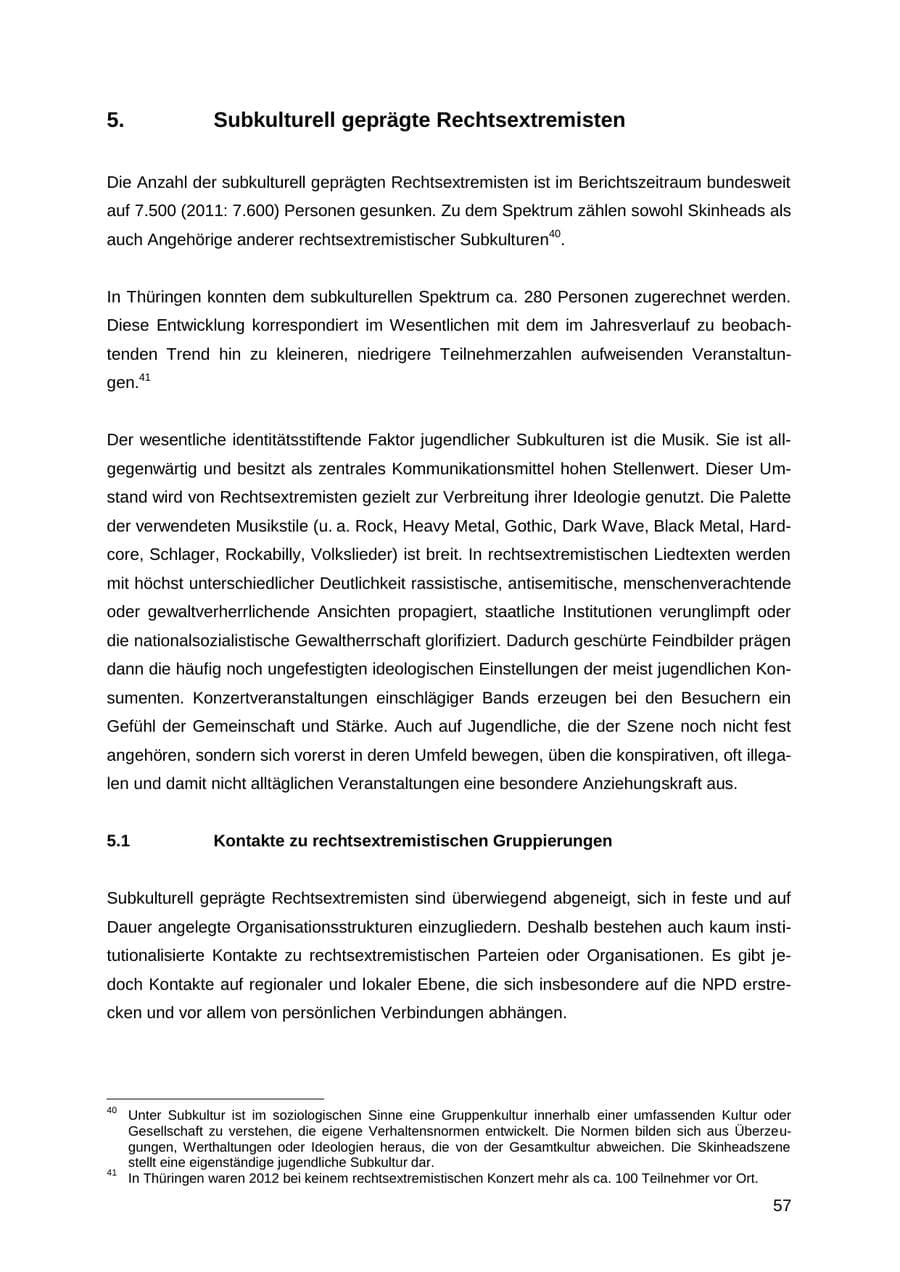 Seite 57 des Verfassungsschutzbericht 2012 Thüringen