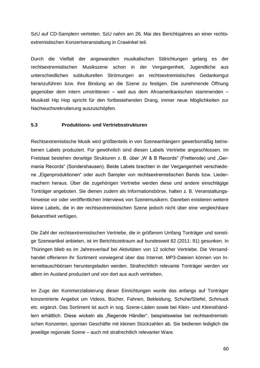 Seite 60 des Verfassungsschutzbericht 2012 Thüringen