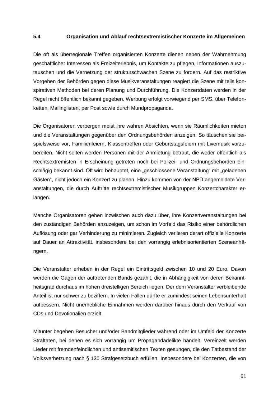 Seite 61 des Verfassungsschutzbericht 2012 Thüringen