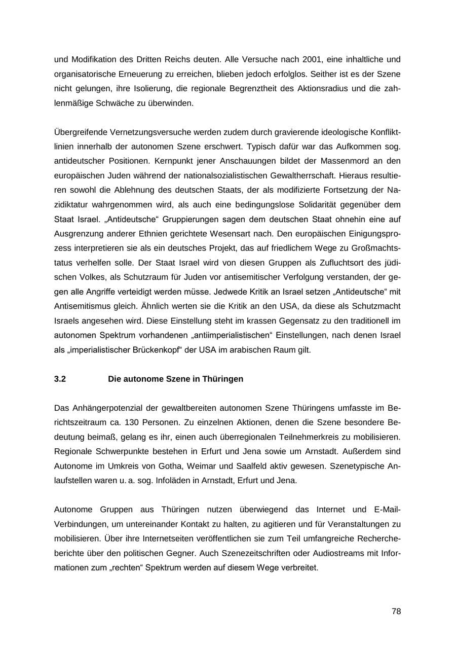Seite 78 des Verfassungsschutzbericht 2012 Thüringen