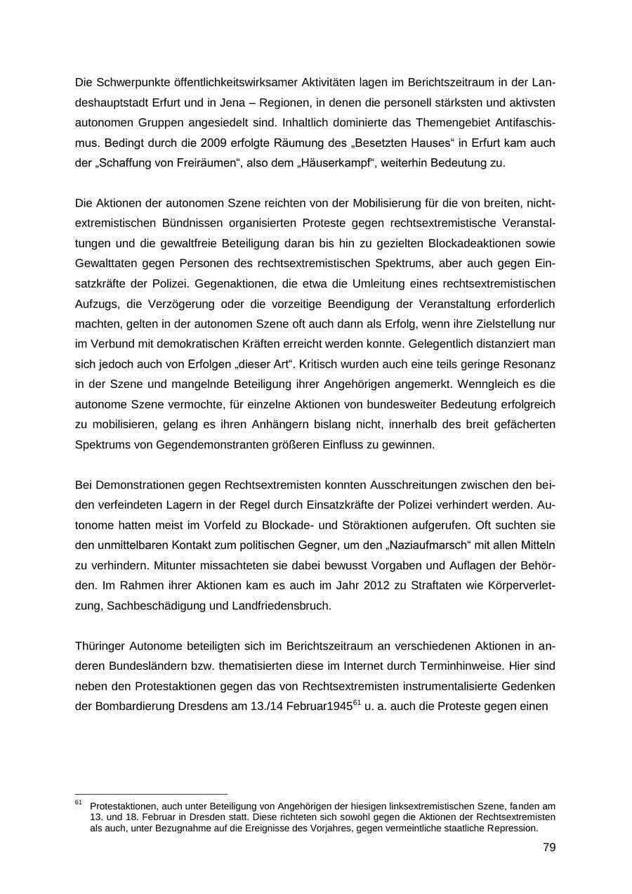 Seite 79 des Verfassungsschutzbericht 2012 Thüringen
