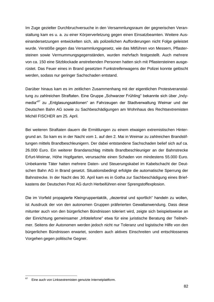 Seite 82 des Verfassungsschutzbericht 2012 Thüringen
