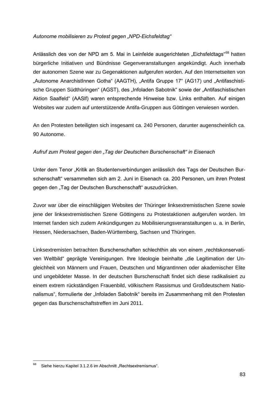 Seite 83 des Verfassungsschutzbericht 2012 Thüringen