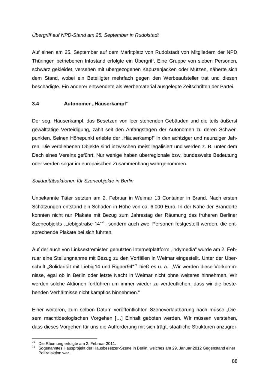 Seite 88 des Verfassungsschutzbericht 2012 Thüringen