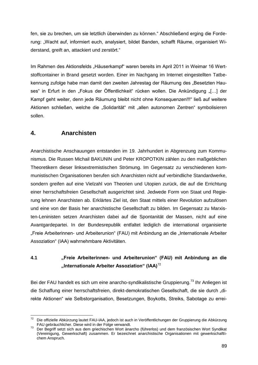 Seite 89 des Verfassungsschutzbericht 2012 Thüringen