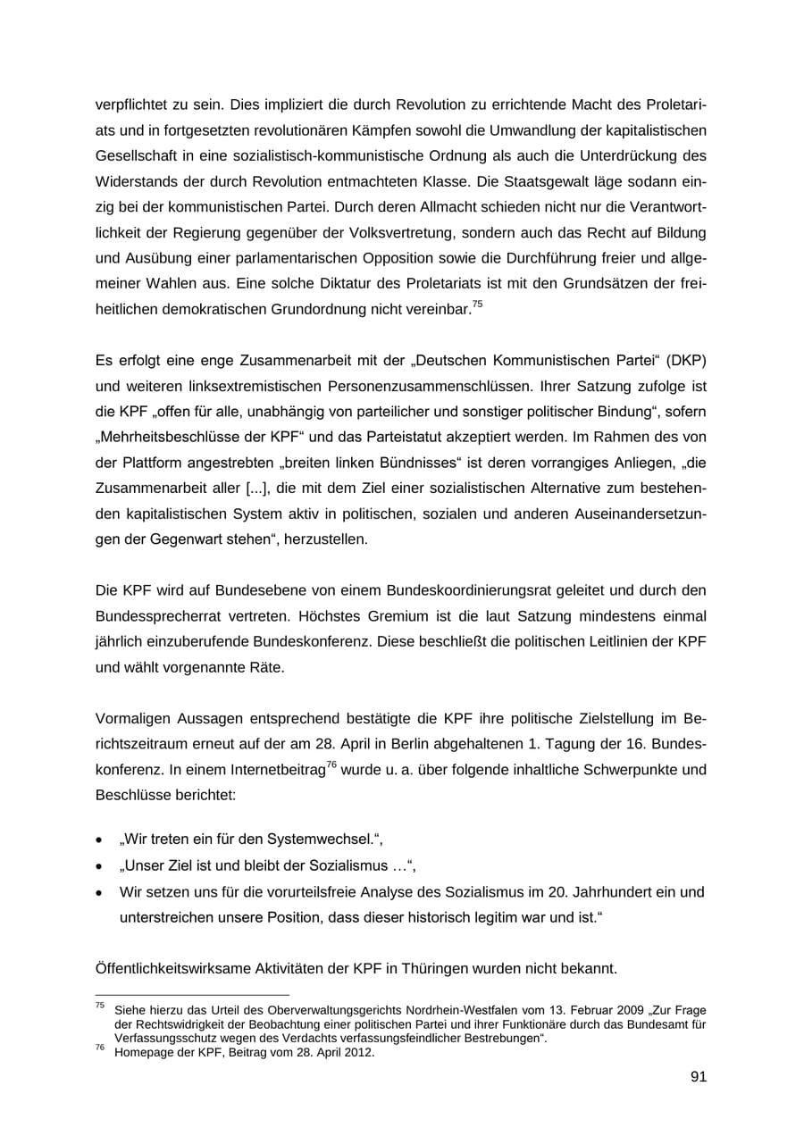 Seite 91 des Verfassungsschutzbericht 2012 Thüringen