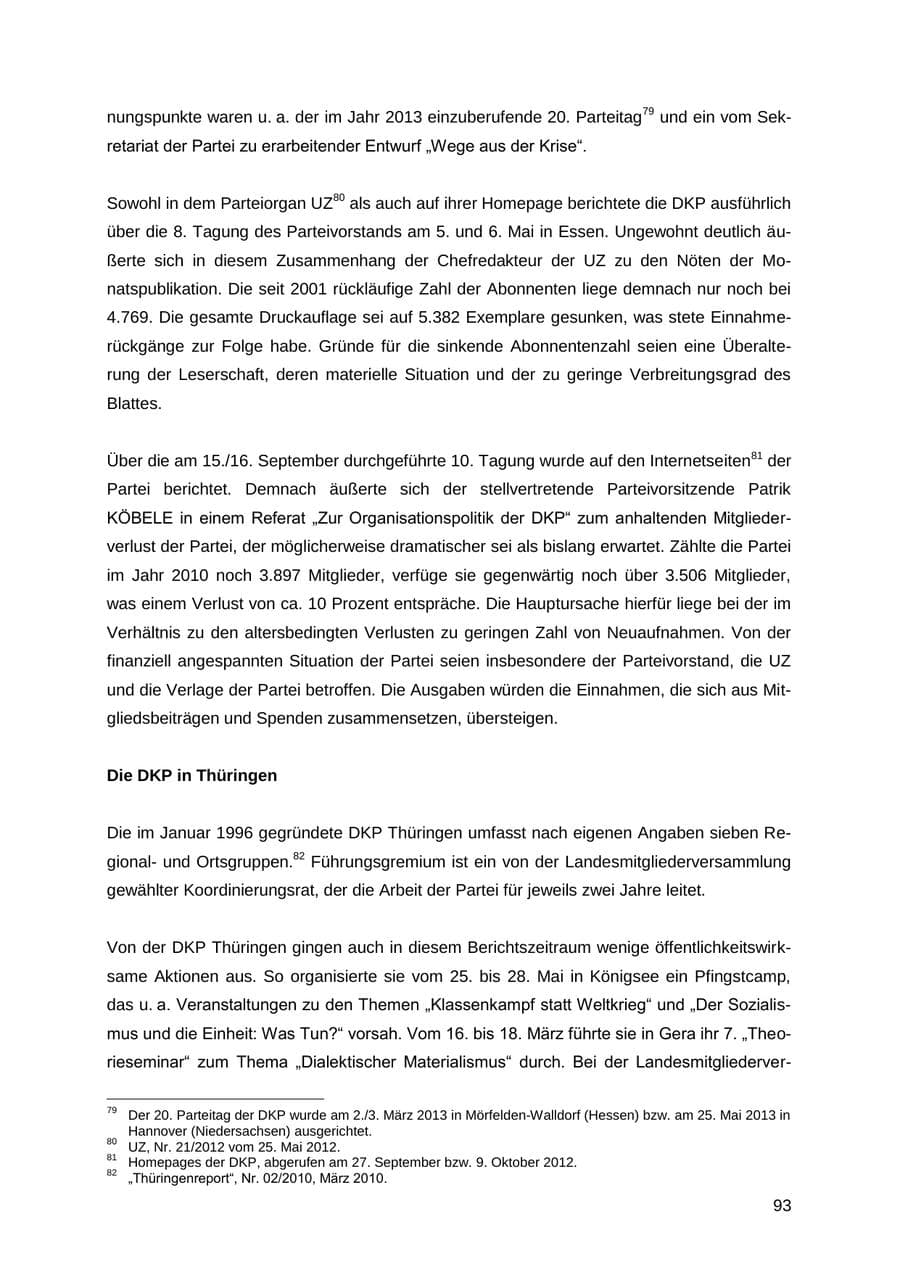Seite 93 des Verfassungsschutzbericht 2012 Thüringen
